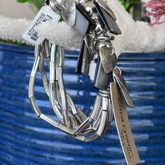 Silver Black and Silver Charms Erica Lyons Fashion Bracelet $16ea / 3 for $25 - Picture 4 of 8